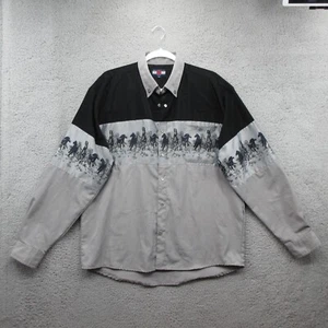 Scorpio USA Horses Vintage Pearl Snap Long Sleeve Shirt Mens M Cowboy Gray - Picture 1 of 8
