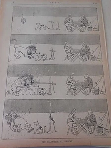 Caricature 1895 de B. Rabier Feu d'artifice au désert Le Lion le chien - Picture 1 of 1