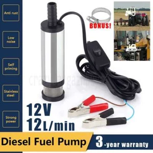 12V Aluminium Diesel Fuel Pump Submersible Transfer Vessel Water Oil Car Auto - Picture 1 of 12