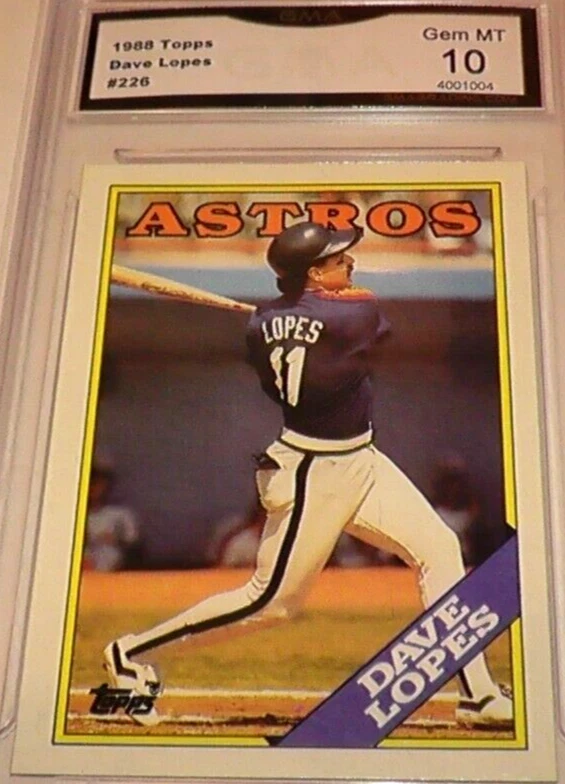 1988 Topps Dave Lopes Card Grade GMA 10 #226 MLB Baseball Houston Astros - Image 1 of 4