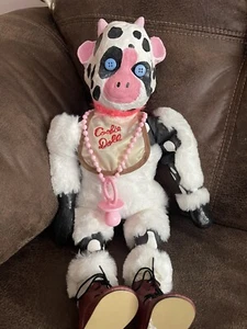 Cow Mixed Media Doll Handmade Painted Head Hooves Decor - Picture 1 of 8
