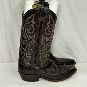 Justin cowboy boots Brown leather Men’s size 9.5 D Style 1418 Western USA - Picture 1 of 9