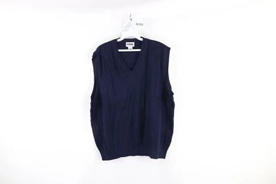 Vintage 90s Ping Golf Mens Medium Blank Cable Knit V-Neck Sweater Vest Blue - Image 1 of 4