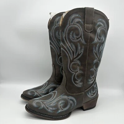 Roper Riley Womens Black Snip Toe Embroidered Pull On Western Boots Size 6 - Image 1 of 4