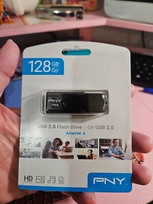🔥PNY - 128GB Attach 4 USB 2.0 Type A Flash Drive - Black 🆕 @B2 - Image 1 of 3