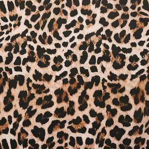 Leopard Jersey Fabric - 2 way scuba stretch dress fabric Brown Animal Spot Print - Picture 1 of 3