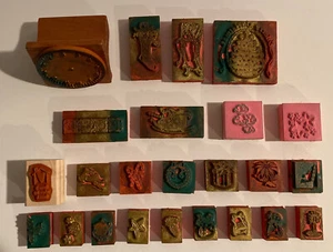 LOT Unmounted Rubber stamps miscellaneous Christmas + clock  24pcs - Picture 1 of 3