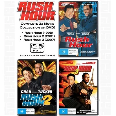Rush Hour Trilogy 1 2 3 Movie Collection (DVD, 3-Disc) PAL Region 4 (Jackie Chan - image 1 of 4