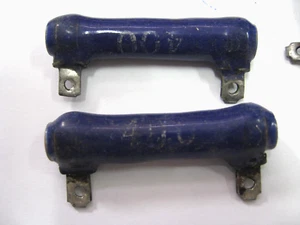 2 PS KERAMIK WIDERSTAND 400 OHM 10+ ? WATT Vintage NOS USA Kobaltblau Emaille - Bild 1 von 5