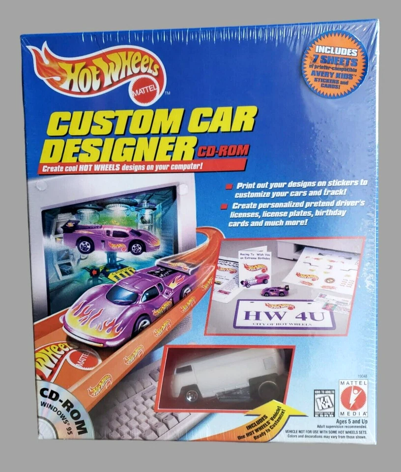 1998 Hot Wheels CUSTOM CAR DESIGNER CD-ROM Volkswagen Drag Bus White RL5SP 10DOT - Image 1 of 4