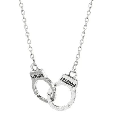 Collana con MANETTE Libertà Argento ciondolo catena Regalo Coppia da Uomo Donna  - Immagine 1 di 4