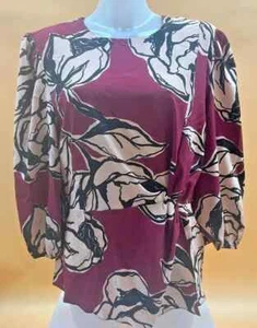 Principles Blouse Top Shirt Size UK 16 Ladies Womens - Leaf Floral Berry - Picture 1 of 2