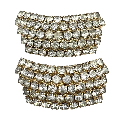 Pair of Vintage Clear Rhinestone Cluster Gold Tone Shoe Clips - image 1 of 4