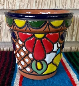 Mexican Ceramic Flower Pot Planter Folk Art Pottery Handmade Talavera #9 - Picture 1 of 9