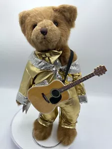 Rare Elvis Presley Gold Lame Teddy Bear Stuffed Animal Jointed Ashton Drake 2009 - Picture 1 of 11