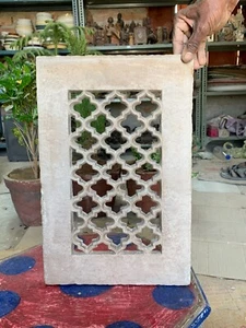 1850's Antique Old Indian Hand Carved Sandstone Jhali Ventilation Window Panel - Picture 1 of 9