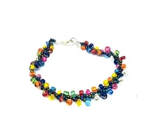 Beaded Bracelet 2 Sizes Of Beads and Clasp Closing Colorful Statement - Picture 1 of 2