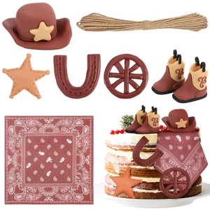 Traje de fiesta de mezclilla vaquera adorno de pastel decoraciones occidentales de cumpleaños - Imagen 1 de 11