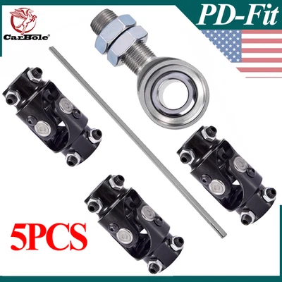 Nueva caja de dirección junta en U negra 36" eje de dirección de acero + cojinete de soporte de 3/4" Foto 1 de 4