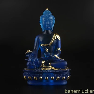 Estatua budista adorno hecho a mano de Buda medicina de resina exquisitamente china de 19 cm Foto 1 de 4