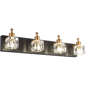 PRESDE Modern Black Bathroom Vanity Light Fixtures Over Mirror LED 4 Lights C... - Picture 1 of 7