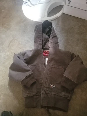 Walls Blizzard Pruf Canvas Work Jacket Youth Brown  Size 4/5 Zip Hooded - Image 1 of 3