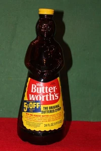 Vintage 1968 Mrs. Butterworth's Syrup Bottle Glass 24 oz  Label  & Cap - Picture 1 of 13