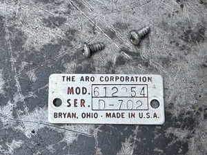 Vintage ARO Oil Grease Lubester Tag Gas Service Station Industrial Equipment - Picture 1 of 1