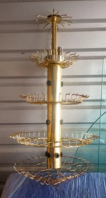 Marco de araña dorado brillante Mid Century de 5 niveles solo 14 luces 186 ganchos Foto 1 de 4