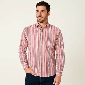 Lacoste Mens Shirt Multicolor Stripe Long Sleeve Cotton Button Down Size 44 | XL - Picture 1 of 12