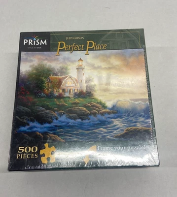 Judy Gibson Lighthouse Puzzle 500 Prism art Perfect Place jigsaw 19x13" Coastal - Image 1 of 4