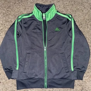 Adidas Boys Spell out Logo On Back Full Zip Jacket Mock Neck Neon Gray Size 5 - Picture 1 of 4
