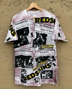 Vintage 90s NFL Washington Redskins Commanders AOP tee shirt Men's Large - Picture 1 of 3