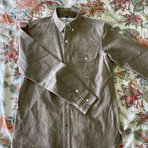 Rogue Territory Brown Chambray Traveler’s Shirt Button Down Large Men’s USA - Picture 1 of 6