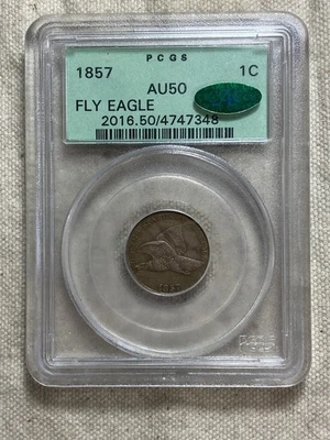 1857 Flying Eagle PCGS AU 50 OGH CAC Approved Lovely Coin Cool Widget - Image 1 of 4