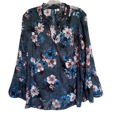 Top para mujer Elle XL 2 piezas camisola/cáscara transparente manga larga puño acampanado pulóver Foto 1 de 4