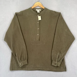 Camisa LL Bean Mujer Grande Verde Gamuza Manga Larga Henley Pullover Top De Colección - Imagen 1 de 6