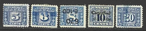 Bigjake: Canada #FX-42 to 76 -  Group of five Excise Tax stamps - Revenue - Picture 1 of 2