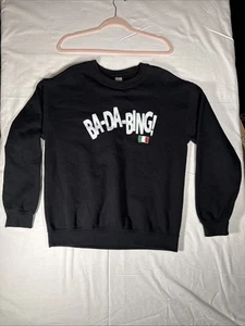 Ba Da Bing Black Sweatshirt Size M Flag of Italy Pullover - Picture 1 of 5