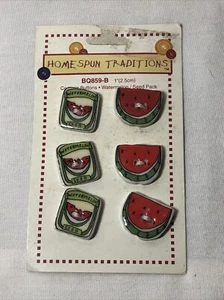Homespun Traditions Ceramic Buttons Watermelon Fruit BQ859-B New! 1" Red - Picture 1 of 5