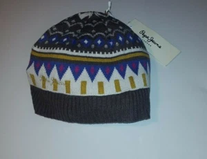 PEPE JEANS PETRA HAT BONNET EN SOIE ET COTON MÉLANGÉ AVEC CACHEMIRE GRIS VISON - Picture 1 of 10