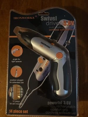Ironworks Swivel Drive Multi Position Cordless Screwdriver 3.6V Rec 14 piece set - Image 1 of 2