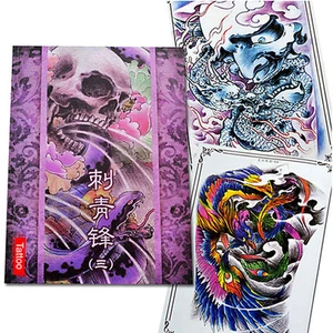 84 Pages Auspicious Skull Tattoo Art Designs Flash Manuscript Sketch Line Book - Picture 1 of 8