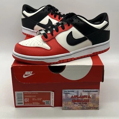 Size 6.5 - Nike Dunk Low EMB x NBA Black White Leather Red (DO6288-100) - Image 1 of 4