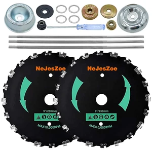 2-Set 9” x 20T Chainsaw Tooth Brush Cutter Blades Weed Trimmer Eater Blade ... - Picture 1 of 11