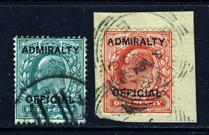 GB KE VII 1903 ½d. & 1d. 2nd Setting Overptd ADMIRALTY OFFICIAL SG 107 & 108 VFU - Picture 1 of 2