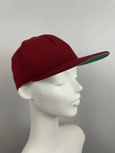 VTG New Era Pro Design green under brim plain red cap hat snapback USA Made wool - Picture 1 of 8