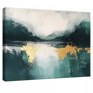 Leinwand Bilder Abstrakt Grün Gold Marmor Wandbild Leinwandbild Groß Wanddeko - Bild 1 von 7