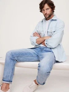 New Banana Republic Mens Cotton Twill Shirt Jacket Baby Blue Size Medium NWT - Picture 1 of 1
