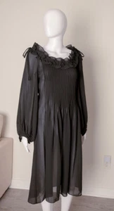Albert Nipon Vintage Long Chiffon Victorian Gothic See Through Gown Dress 10 M - Picture 1 of 10
